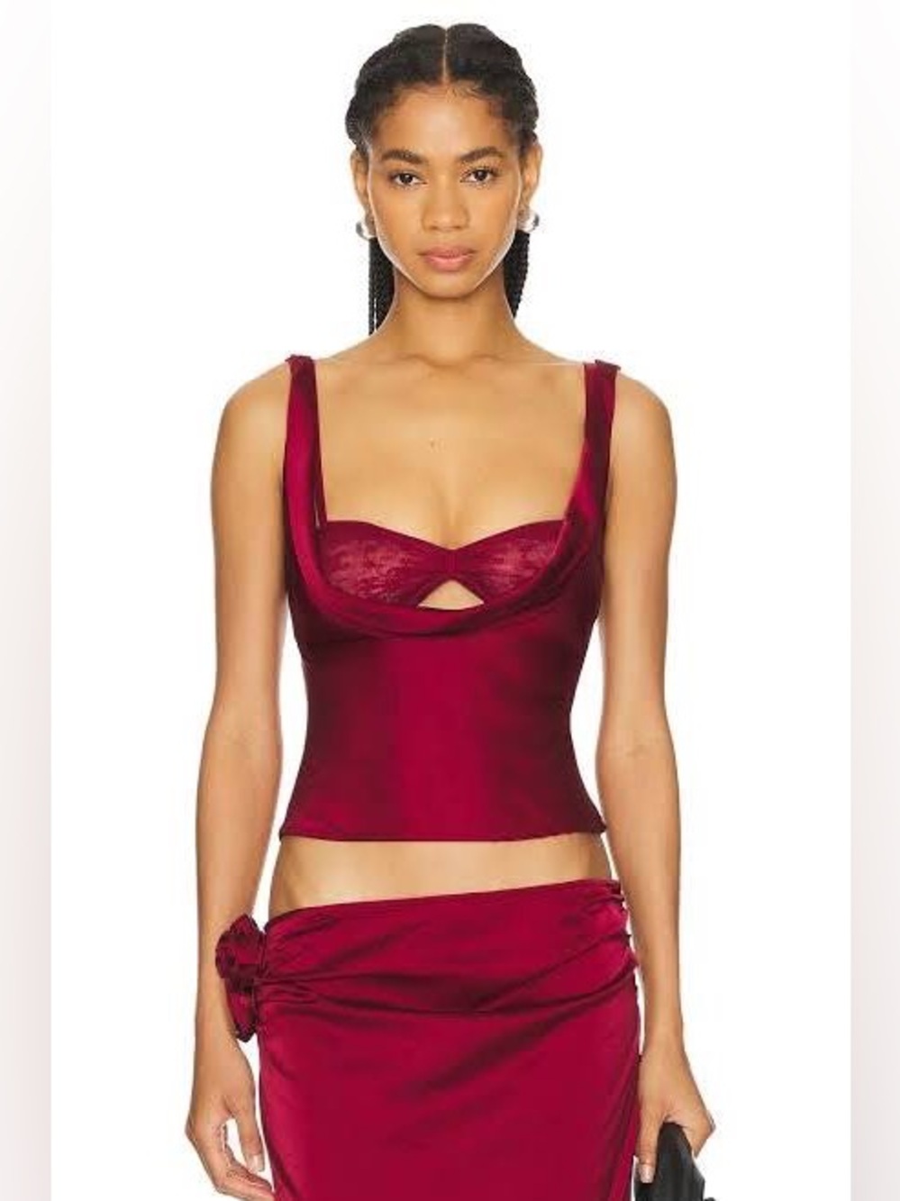 Lioness Burgundy Satin & Lace Camisole Tank